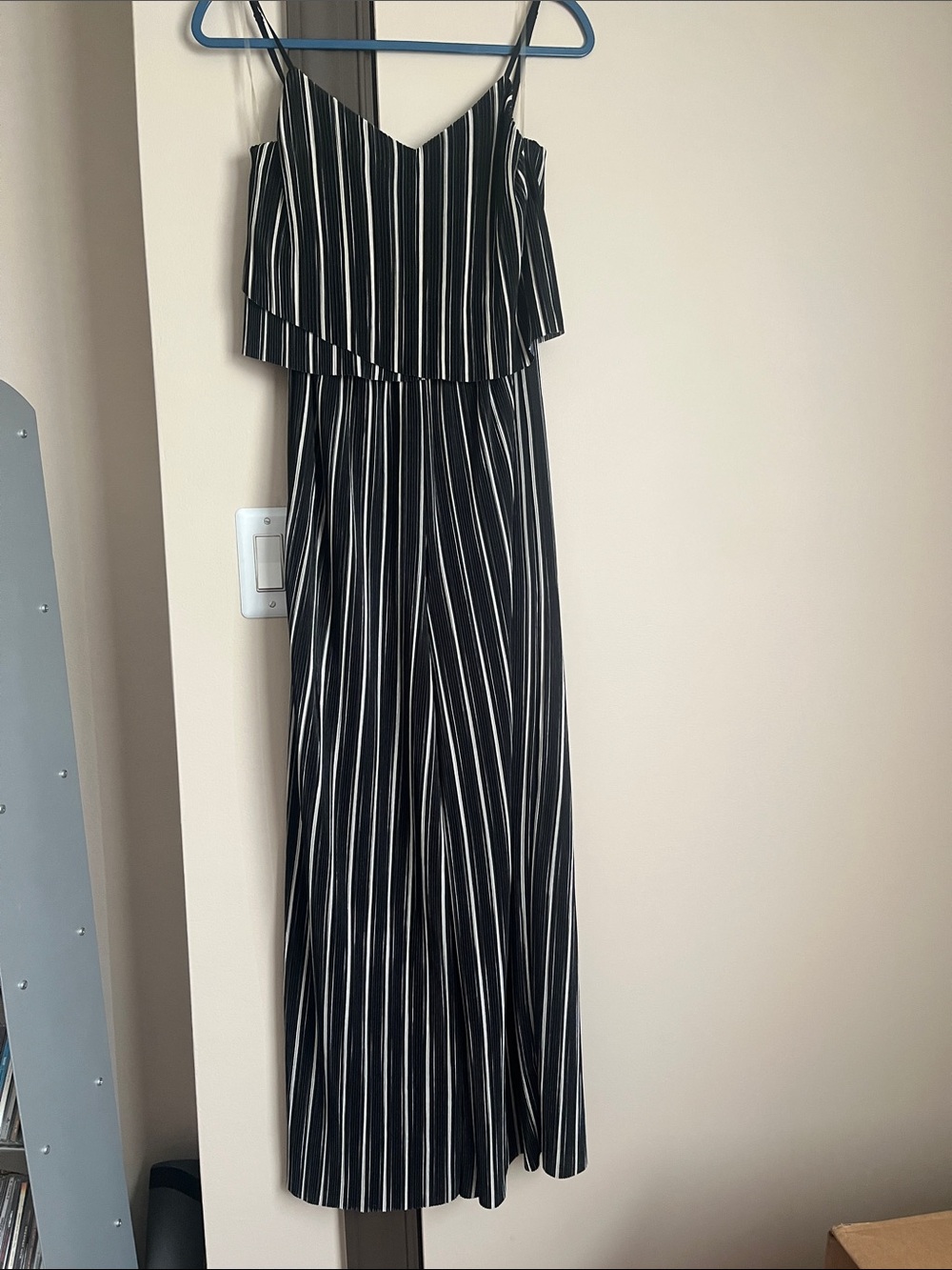 BeBop Black and White Striped Cropped Wide-Leg Jumpsuit